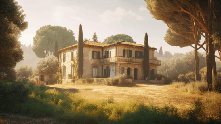 Villa toscana in ristrutturazione soggetta a vincolo paesaggistico nei dintorni di Firenze