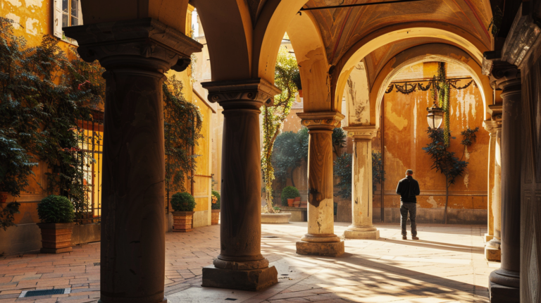 Architetto specializzato nella ristrutturazione di edifici storici a Firenze esamina i dettagli di un palazzo storico